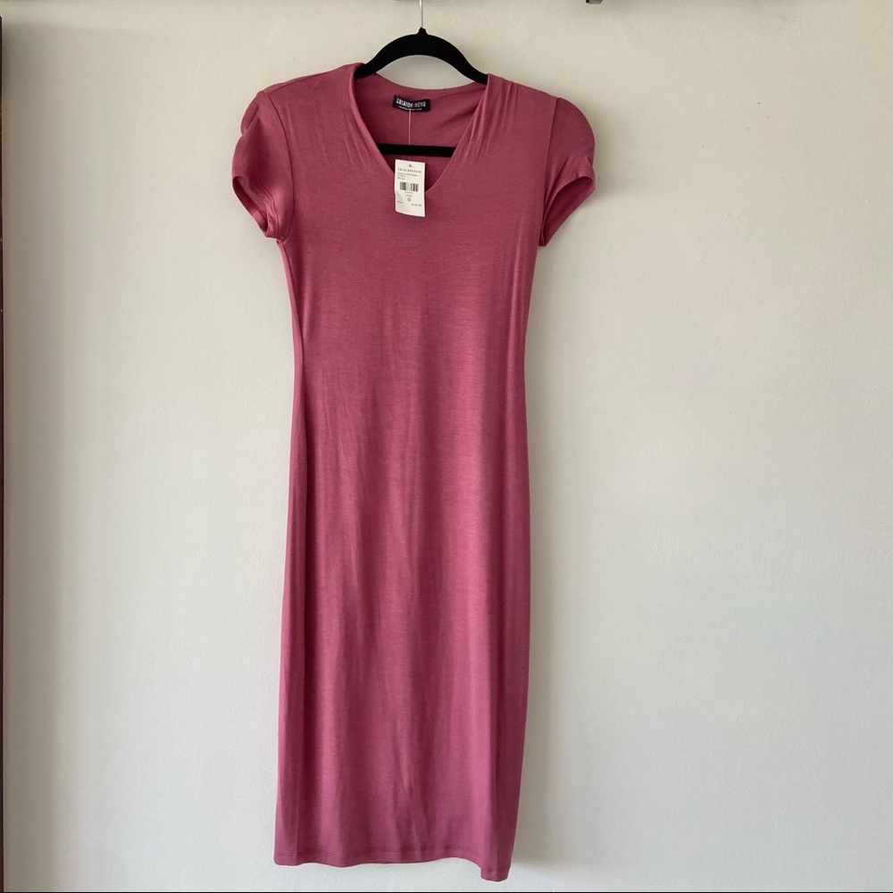 FASHIONOVA Midi Dress katelynn Marsala Wine color size S NWT bodycon